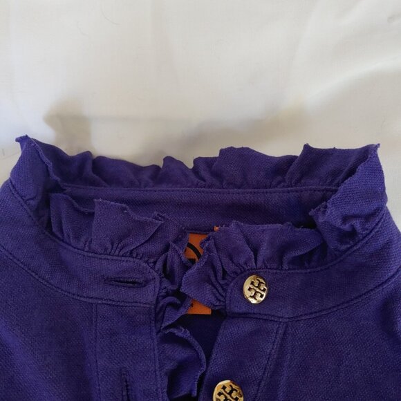 US$125 Tory Burch Lidia Long Sleeve Ruffle Polo Shirt Top Blouse Size S EUC Peru - Picture 10 of 11